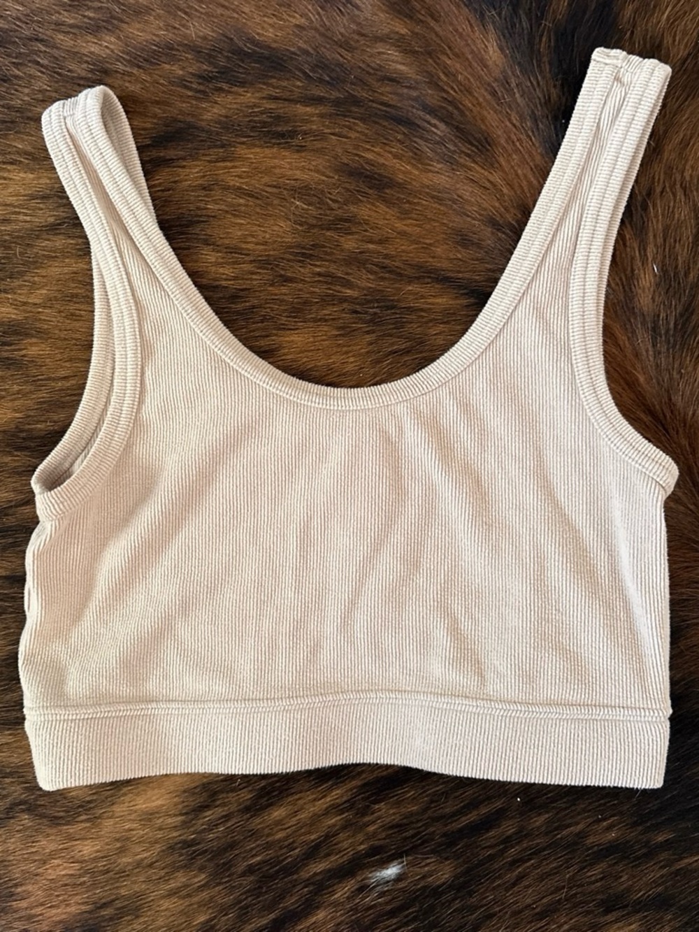H&M Ribbed Scoop Crop Bralette - Cream